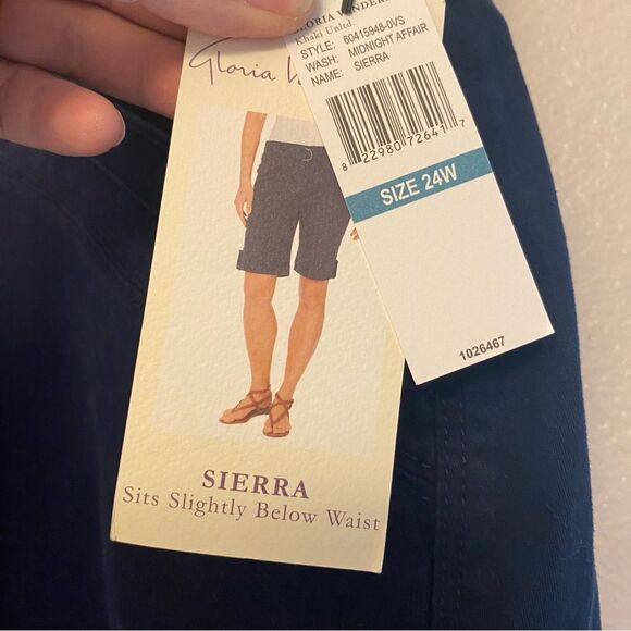 Gloria Vanderbilt Sierra Stretch Twill Short With Belted navy plus size 24W - Picture 6 of 11